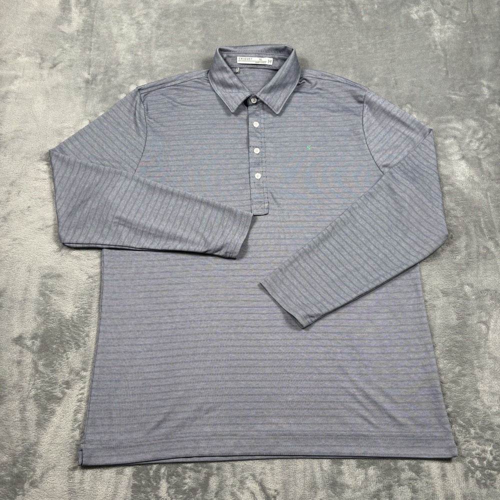 Criquet Hidden Stripe Embroidered Logo Lightweight Rugby Shirt Men's Size XL